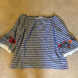 Stripped Off the Shoulder Shirt